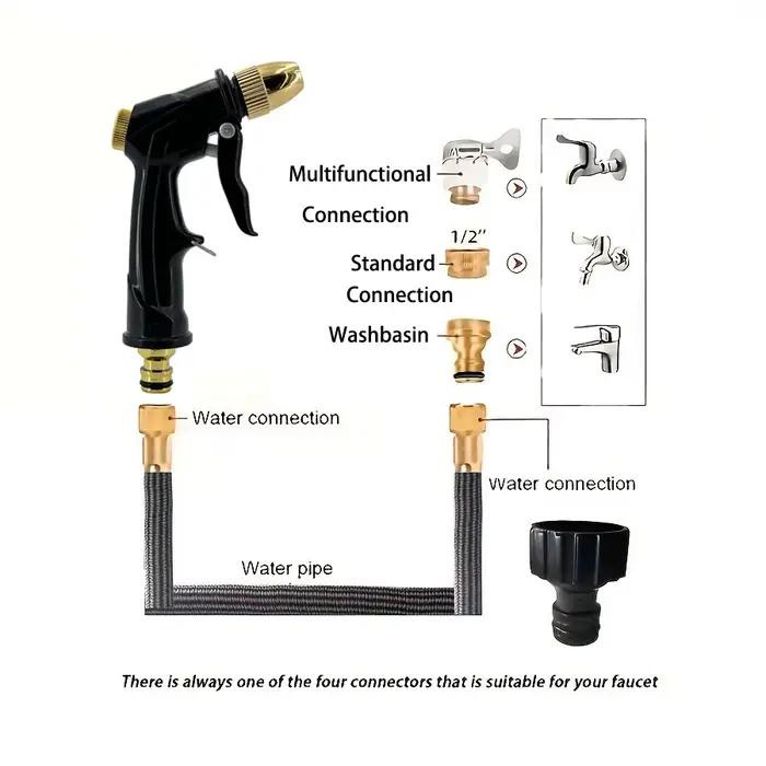 Tuyau d'arrosage extensible de 150 pieds avec pistolet à haute pression