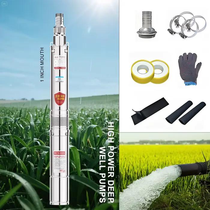 Pompe submersible silencieuse 220V à haute pression et haut débit pour puits profond domestique