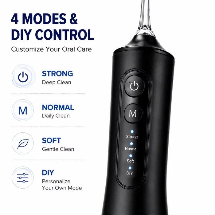 Hydropulseur buccal Dr Yadent pour adultes, IPX7, 300 ml, nettoyeur dentaire portable avec 4 modes, 7 buses, Type-C, soins bucco-dentaires
