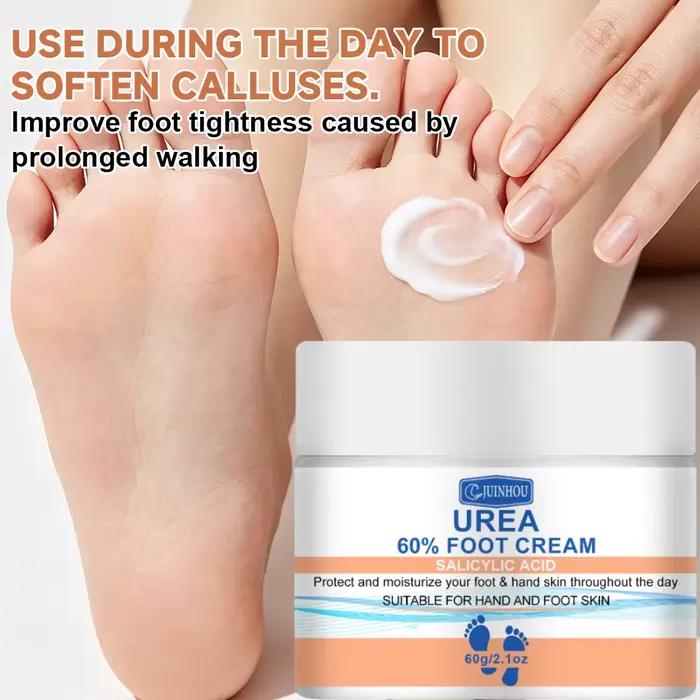 Crème pour les pieds JUINHOU 60% Urée Acide Salicylique Adoucit les peaux mortes Élimine les callosités Hydratante Pour les pieds secs et gercés Soin des pieds à domicile