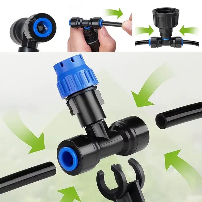 Kit d'irrigation de jardin 1/4'' avec goutteur extérieur 8 trous et piquet