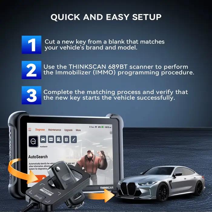 THINKCAR TKEY 101 pour MUCAR 892BT 689BT, programmeur de clés de voiture universel avec 6 clés télécommandées, systèmes antivol automatiques, programmation.