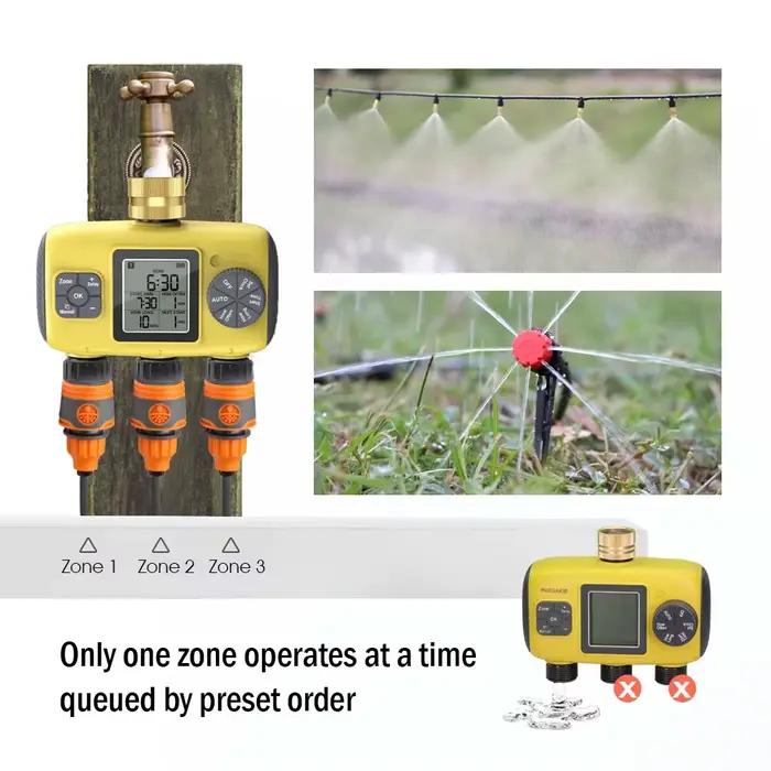 Programmateur d'arrosage programmable 1/2/3/4 voies pour jardin avec fonction de report de pluie