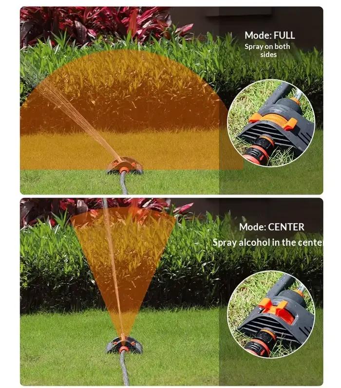 Arroseur oscillant 4-en-1 avec 19 trous et modes de pulvérisation réglables pour jardin