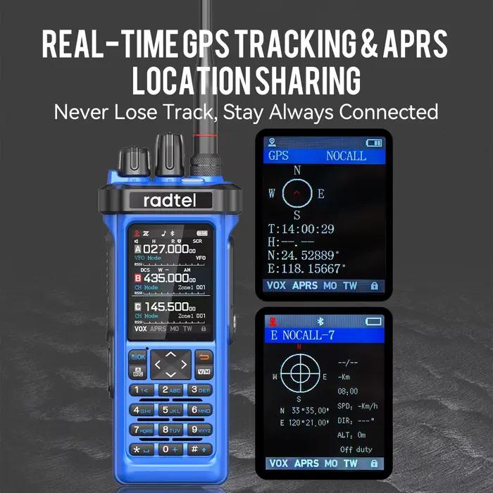 Radtel RT-950 PRO bleu + câble de programmation talkie-walkie avec GPS APRS 10W Bluetooth programmation téléphonique Radio amateur RT-950PRO SSB