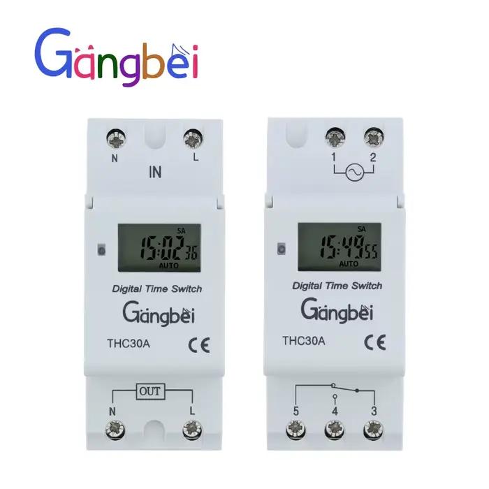 Commutateur de temps numérique Programmable hebdomadaire de 7 jours, relais de contrôle de minuterie AC 220V 230V 110V DC24V 12V THC30 30A, montage sur Rail Din