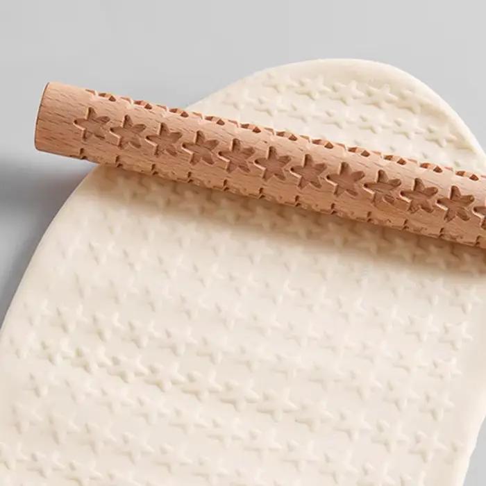 Rouleaux à motifs de modélisation d'argile, rouleaux de texture en bois pour poterie d'argile, ensemble de rouleaux en argile faits à la main, flocons de neige, étoiles, vague de bois