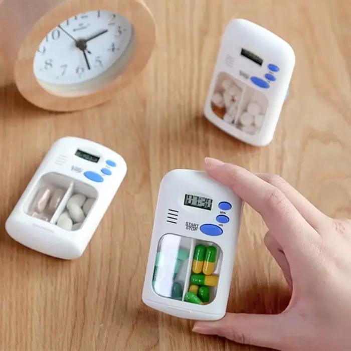 Mini pilule Portable rappel alarme de médicaments minuterie boîte électronique organisateur LED affichage étui à médicaments réveil rappel boîte à pilules