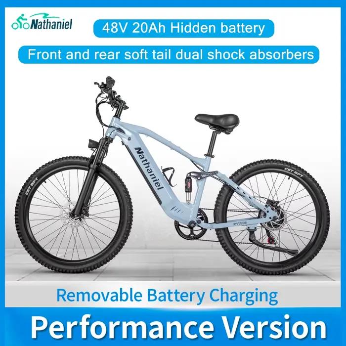 Vélo électrique Nathaniel SYR03, batterie au lithium 1000W 48V 20Ah, vélo électrique tout-terrain 27,5 pouces, 45 km/h, véhicule de transport urbain