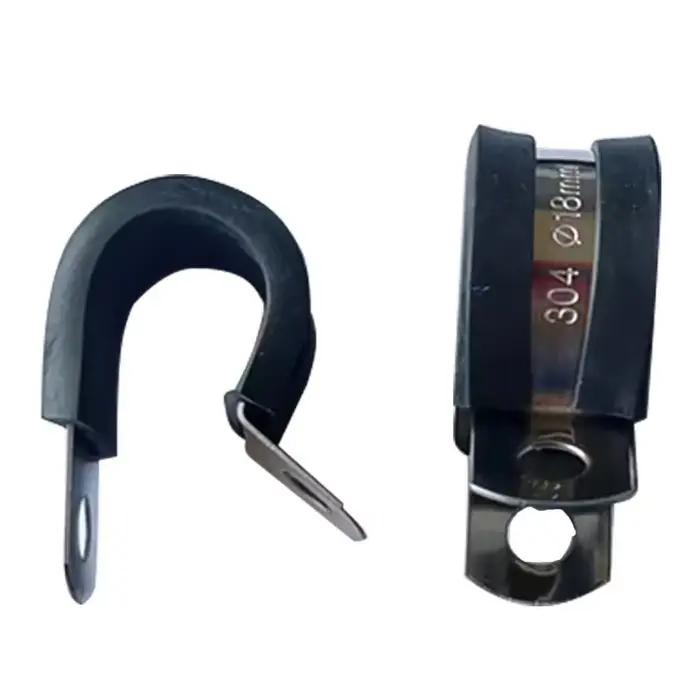 10 pièces/20 pièces doublées de caoutchouc P Clips câble montage tuyau collier de serrage tuyaux de fixation en acier inoxydable matériel attaches 6-24mm