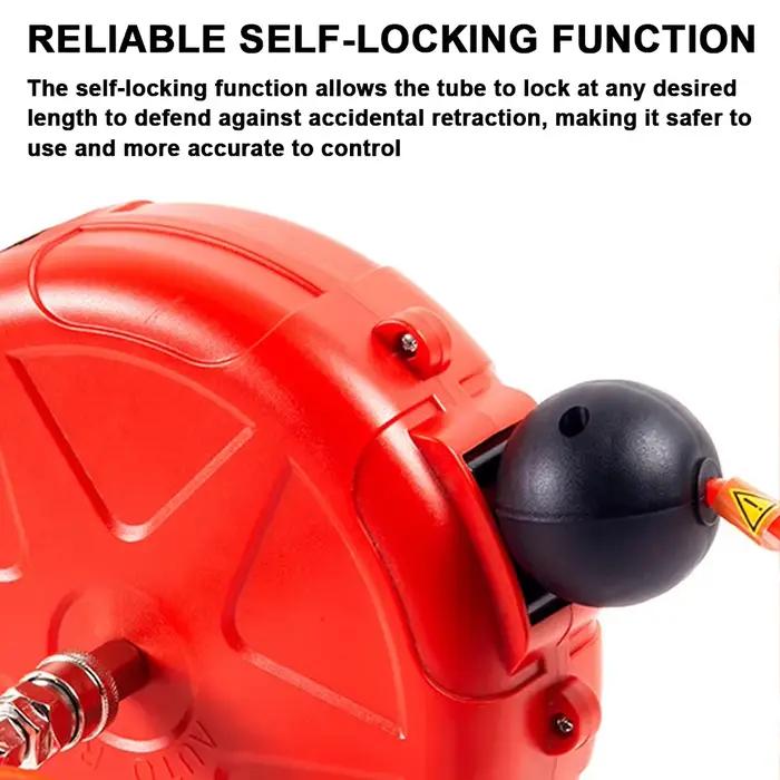Enrouleur de tuyau à rembobinage automatique robuste de 10m avec bobine de montage mural Compatible eau/air à coupleur rapide pour industriel et Commercial