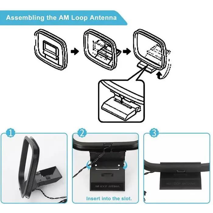 Antenne radio AM FM à boucle, 360° °   Antenne réceptrice omnidirectionnelle pour système audio haute fidélité