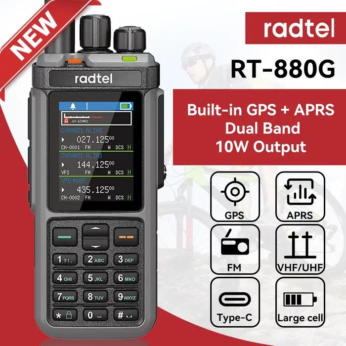 Radtel RT-880G CB Radio 10w radio amateur toutes bandes avec fonctions APRS et GPS. Cela couvre les bandes HF, UHF et VHF et la bande UHF