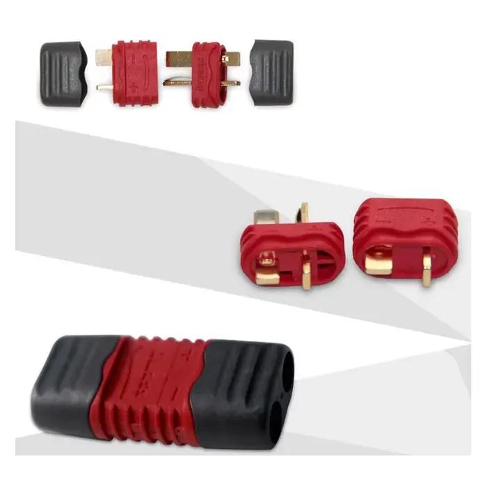 Amass – connecteurs mâles femelles Deans, 50 paires, prise en T, balle en laiton à 2 broches avec couvercle gaine, prise en T pour Batteries Lipo, pièces de modèle RC