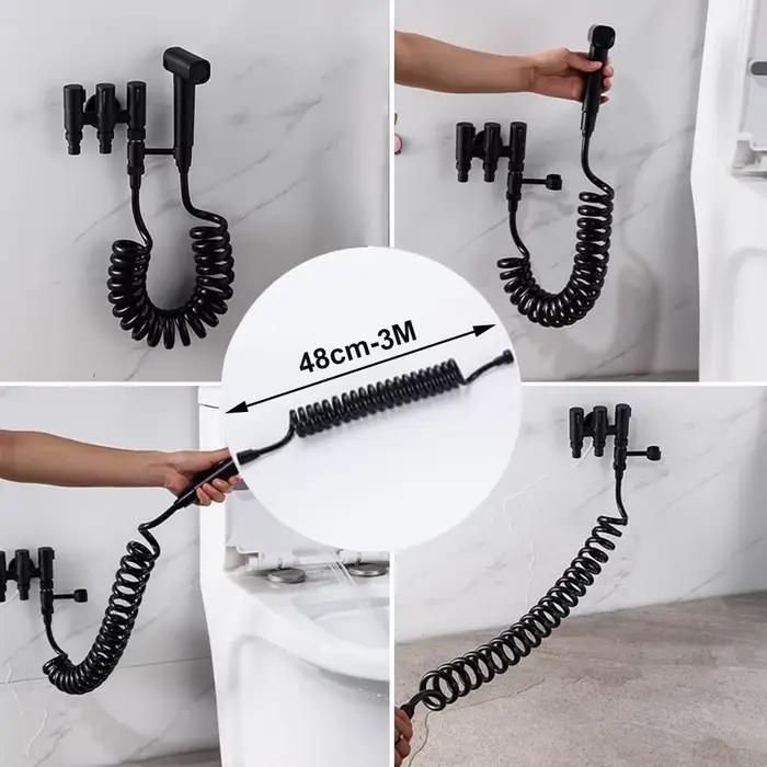 Nouveau 1.5/2/3/5M ressort Flexible rétractable tuyau pour pomme de douche toilette Bidet