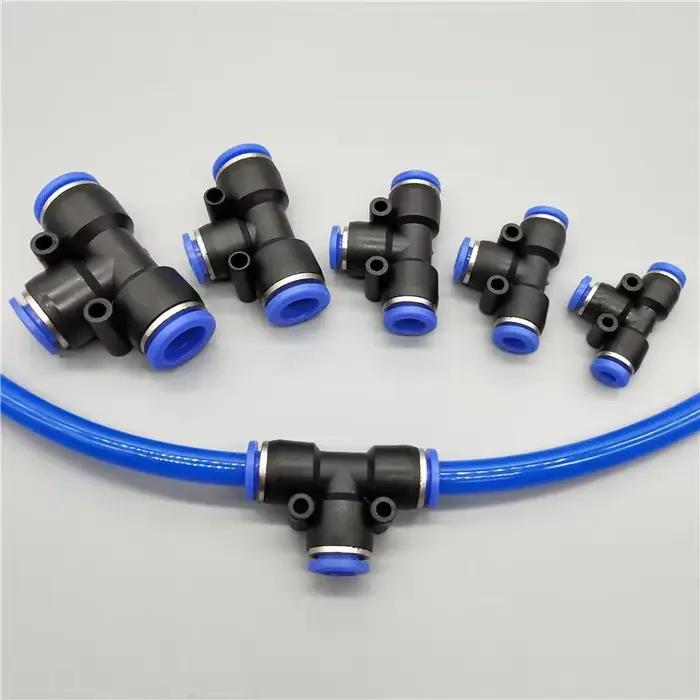 Connecteurs d'air PE 4mm 6mm 8mm 10 12MM, raccord pneumatique, connexion rapide, verrouillage coulissant, té, tuyau en plastique à 3 voies, connecteur de Tube de tuyau d'eau