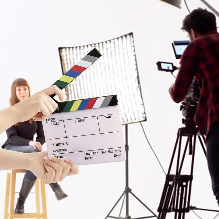 Planche à Clapet en Acrylique Effaçable à Sec pour Réalisateur, Scène de Film TV, Accessoire de Coupe Fait à la Main