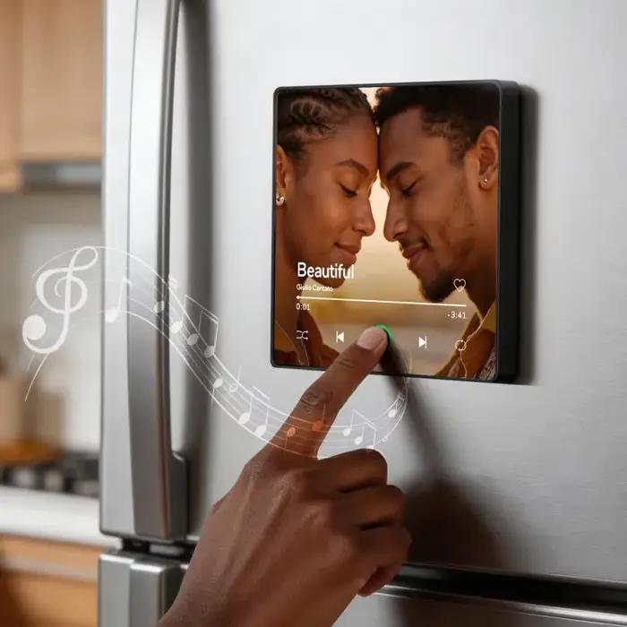 Aimant de réfrigérateur musical personnalisé avec cadre coloré, album musical jouable, autocollant mural photo, cadeau d'anniversaire parfait pour les couples