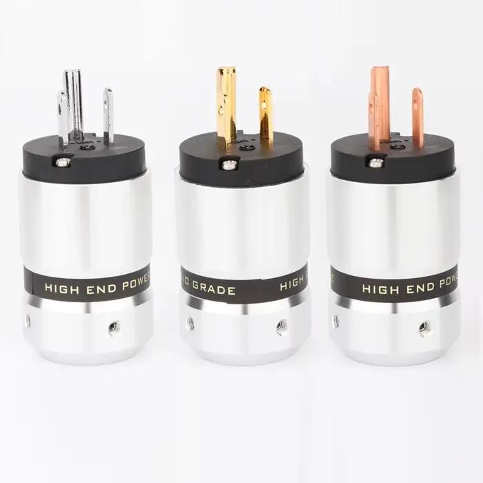 Paire de prises d'alimentation américaines plaquées cuivre, haut de gamme, rhodium, or, rouge, mâle, IEC, femelle, DIY