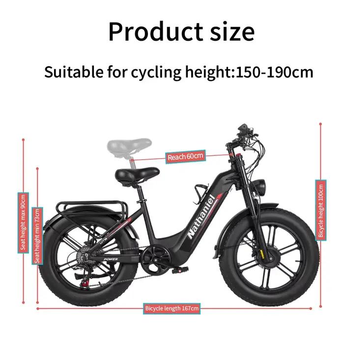 Vélo électrique adulte Nathaniel SYR08, double moteur 2000 W, roue intégrée à gros pneus 20 "* 4.0, 50 km/h, 48 V 20 Ah, vélo de banlieue urbain