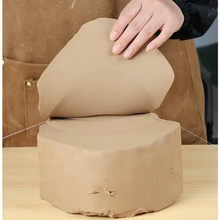 Couteau à argile en céramique avec manche en bois de noyer, outil de sculpture DIY pour poterie, coupe-argile en fil métallique pour la sculpture de poterie