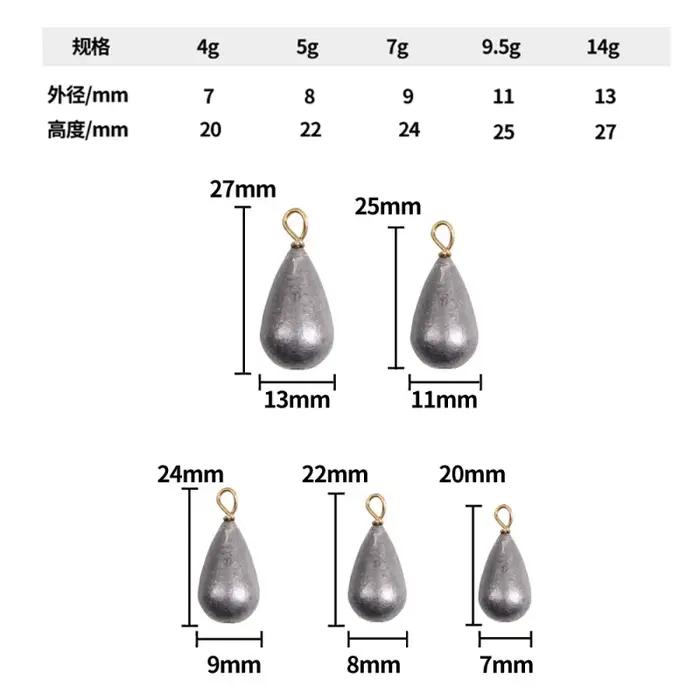 10 Plombs en forme de goutte d'eau avec émerillon en laiton