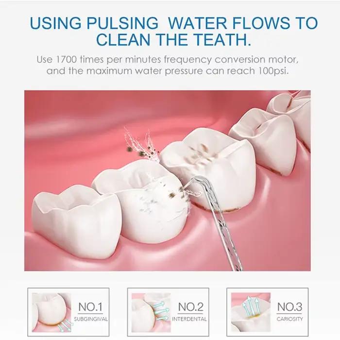 Irrigateur de nettoyage des dents, hydropulseur à pression réglable pour Nicefeel Oral 600ML, nettoyeur de dents à eau dentaire, 8 pointes de Jet d'eau