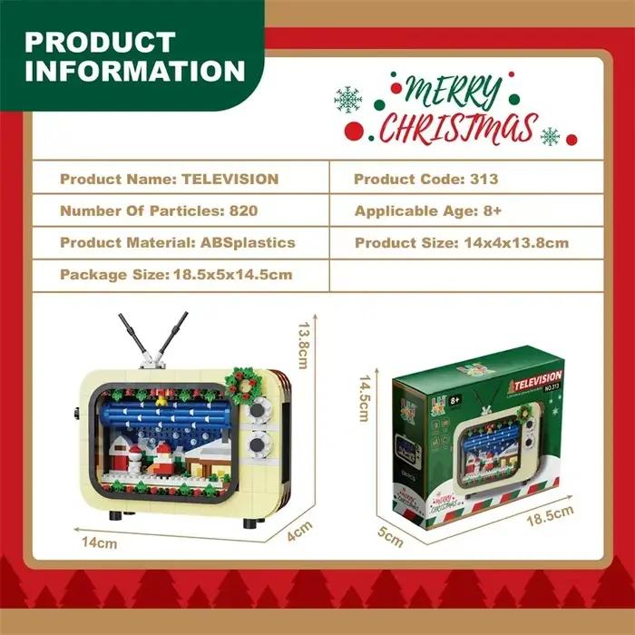 Cadeaux de Noël, blocs de construction TV, jouet d'assemblage DIY, télévision en briques, cadeaux du Nouvel An, jouets de construction pour enfants, filles et garçons