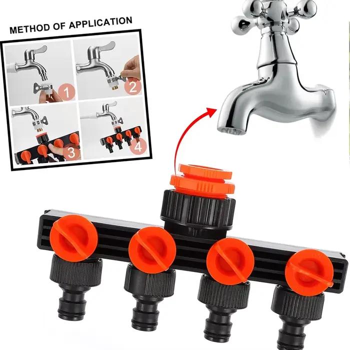 Distributeur de tuyau d'arrosage 4 voies