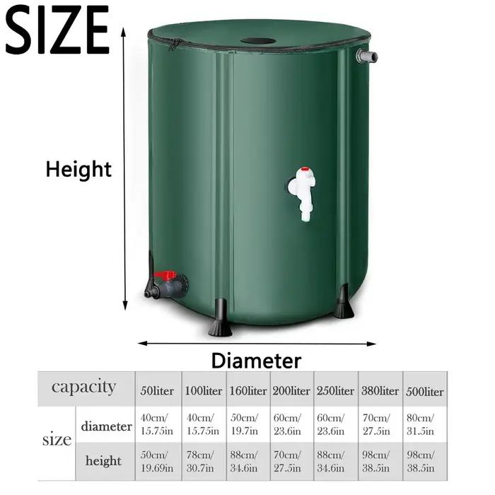 Baril de pluie pliable 50-500l