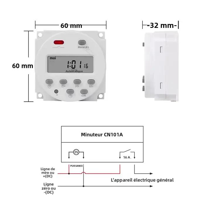 Relais horaire numérique CN101S avec écran LCD, programmable, 5V 12V 24V 110V 220V