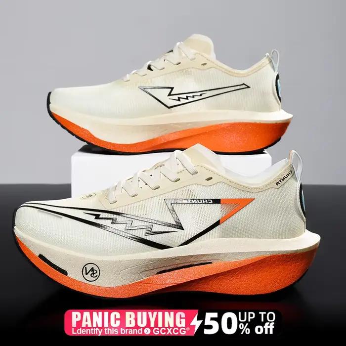 Chaussures de course à pied avec semelle en carbone, spécialité marathon, hommes, sport, respirantes, légères, femmes, confortables, antidérapantes, baskets Chunta