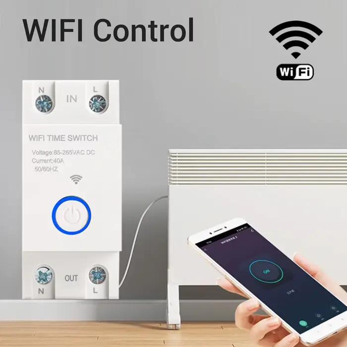 Minuteur intelligent WiFi 2P 40A programmable avec contrôle par application et commande vocale pour la maison