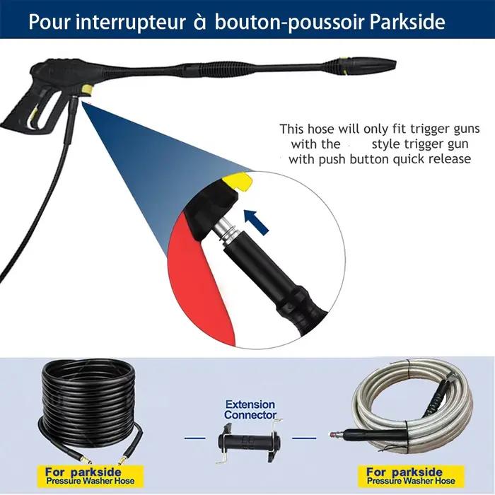 Tuyau de pistolet pour Lance de lavage pour adaptateur d'outils Parkside/connecteur de buses de prêt