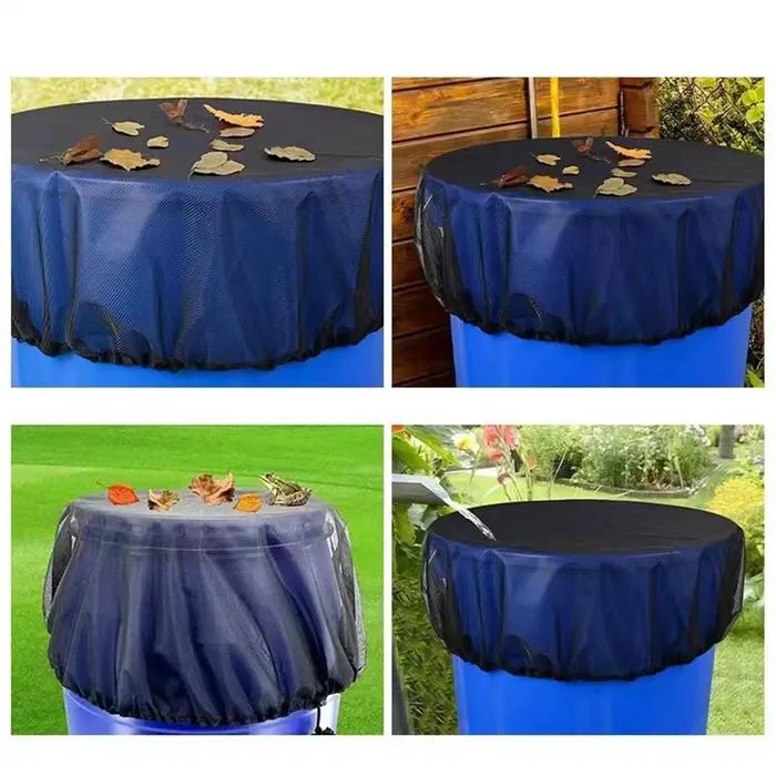 Couverture en filet pour baril de récupération d'eau de pluie avec cordon de serrage réglable