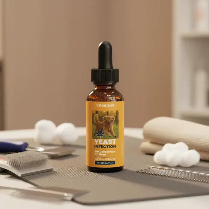 Gouttes auriculaires pour animaux de compagnie, 60ml, dissolvant le cérumen, éliminateur d'odeurs, anti-démangeaisons, naturel, non irritant, nettoyant pour les oreilles, hypoallergénique, pour chiens