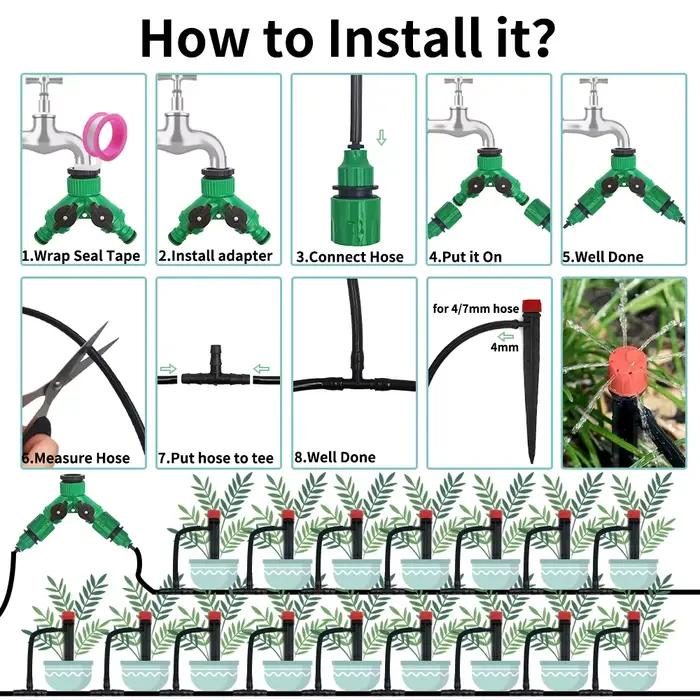 Kit de système d'arrosage automatique d'irrigation goutte-à-goutte de jardin