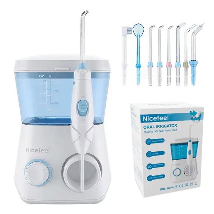 Irrigateur de nettoyage des dents, hydropulseur à pression réglable pour Nicefeel Oral 600ML, nettoyeur de dents à eau dentaire, 8 pointes de Jet d'eau
