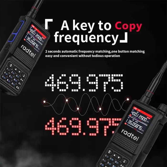 Radtel RT-470L 5W 6 bandes Radio bidirectionnelle amateur 256 canaux Talkie-walkie bande aérienne Scanner de police couleur LCD NOAA Aviation