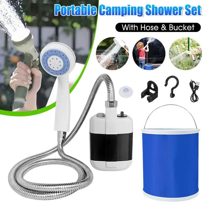 Pompe de douche extérieure avec seau de tuyau