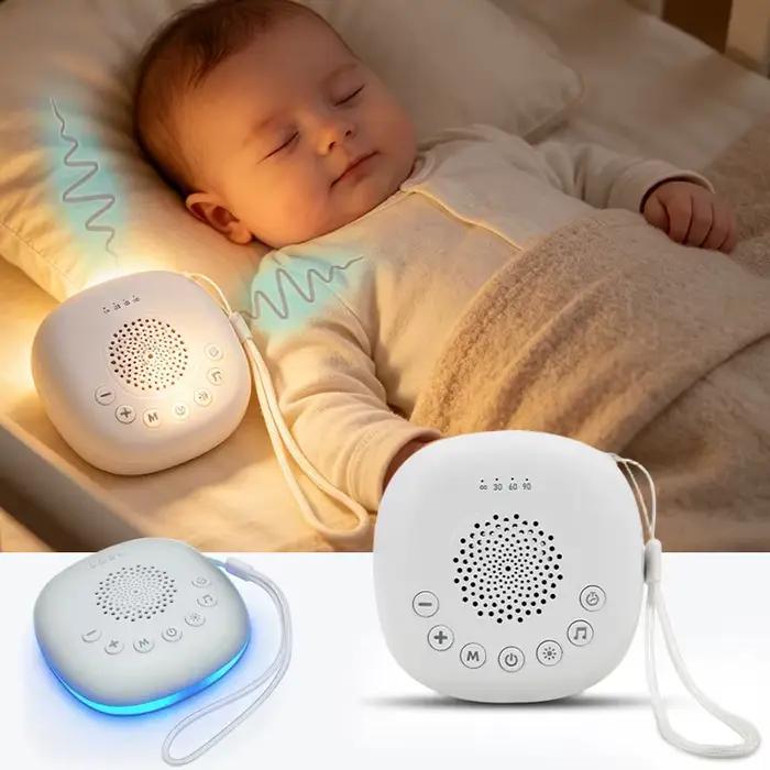 Machine à bruit blanc 2-en-1 portable USB pour bébé, 20 sons apaisants, veilleuse LED, batterie rechargeable intégrée