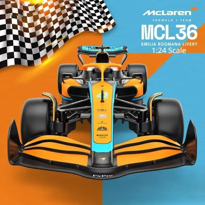 Modèle de voiture de course de Formule 1 McLaren MC L36 2022 à l'échelle 1:24, simulation statique en alliage moulé sous pression