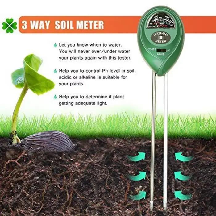 3 en 1 sol PH mètre lumière du soleil PH testeur jardin fleurs sol capteur d'humidité compteur plantes acidité humidité PH moniteur détecteur