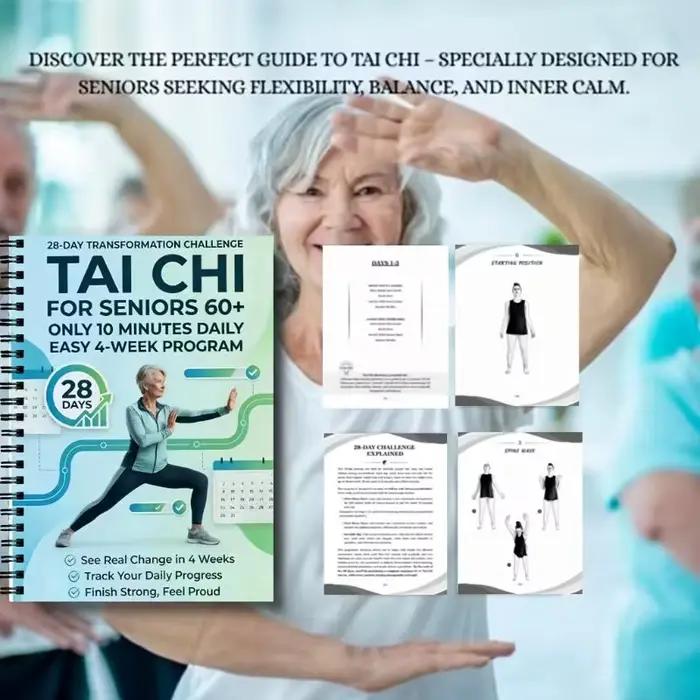 Défi de transformation en 28 jours, Tai Ji pour les seniors uniquement, 10 minutes par jour, marche Tai Ji facile, programme de 4 semaines, livre