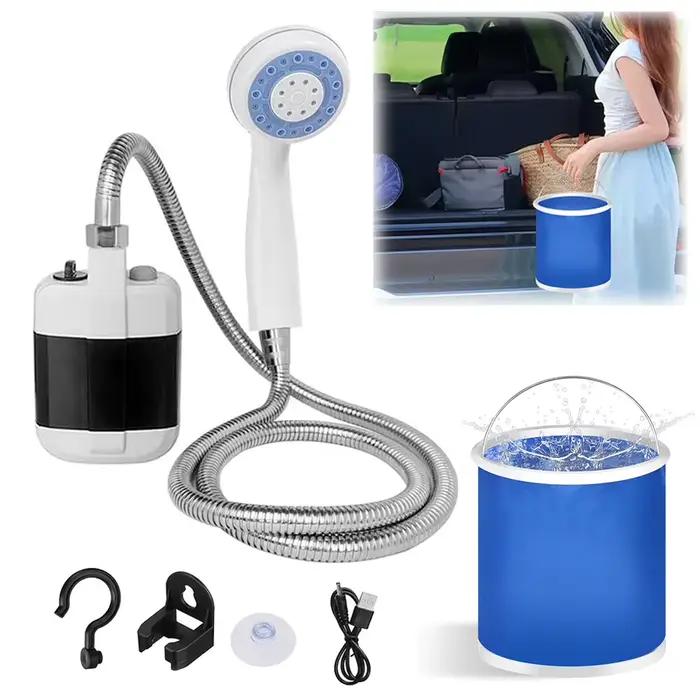 Pompe de douche extérieure avec seau de tuyau