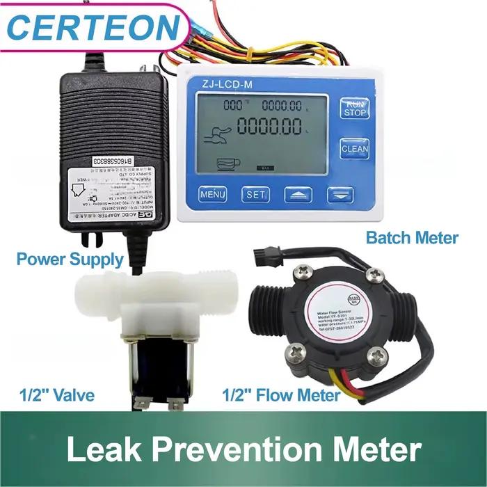 Débitmètre ZJ-LCD-M 1/2 Pouce pour Remplissage de Liquides avec Affichage Numérique Capteur de Fuite Électrovanne Normalement Ouverte Kit de Contrôle Quantitatif