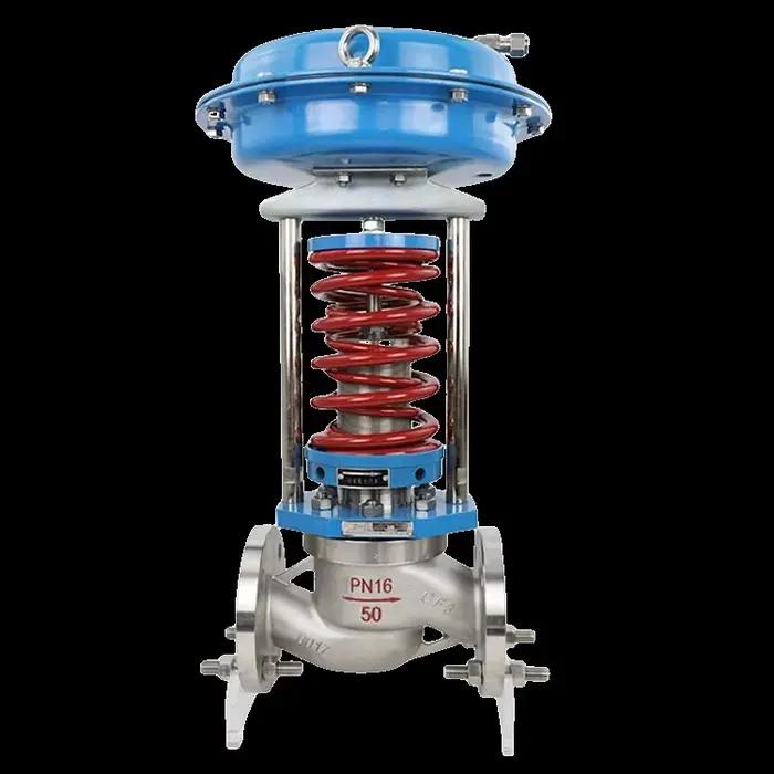 Vanne de régulation de pression auto-régulante en acier inoxydable pour applications de gaz.
