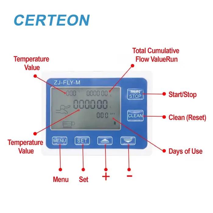 Débitmètre ZJ-LCD-M 1/2 Pouce pour Remplissage de Liquides avec Affichage Numérique Capteur de Fuite Électrovanne Normalement Ouverte Kit de Contrôle Quantitatif
