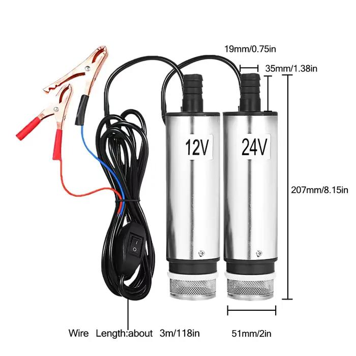 Pompe Submersible DC 12V/24V pour pomper l'eau de pétrole Diesel 51mm