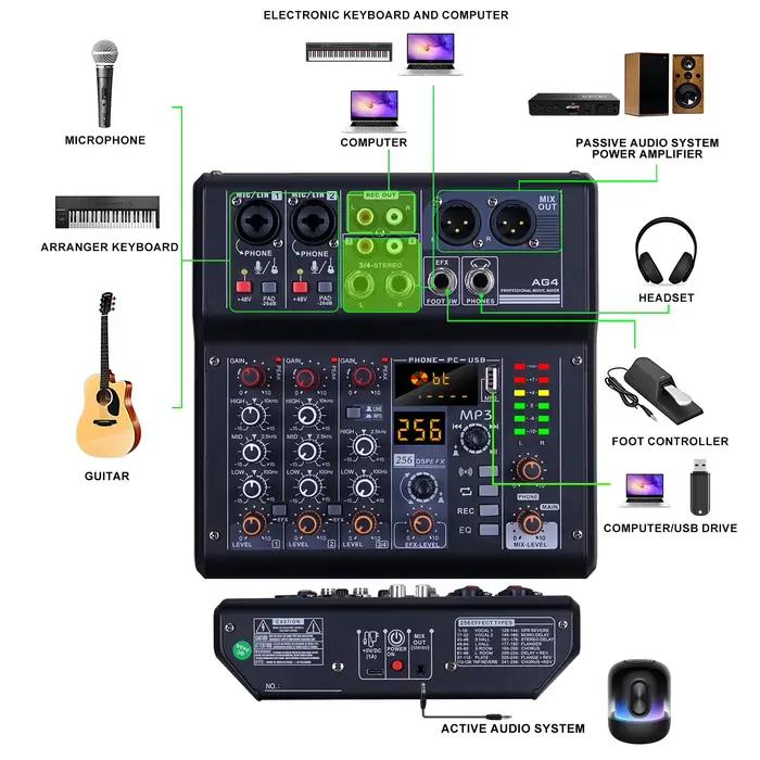 Mélangeur de carte son pour ordinateur portable, réseau de diffusion en direct, enregistrement de chansons K, ceinture de costume, réverbération USB 5V